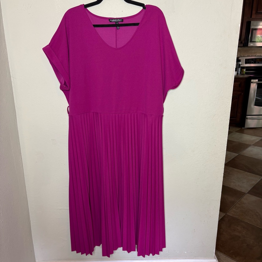 Magenta Pleated Midi Dress Size 3X